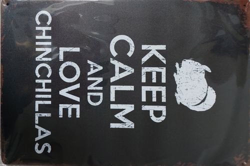 Plaque déco métal - Keep calm and love chinchillas